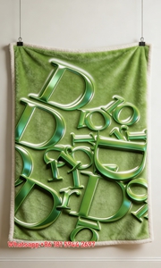 Dior Green 3D Logo Flannel Sofa Throw Blanket D458